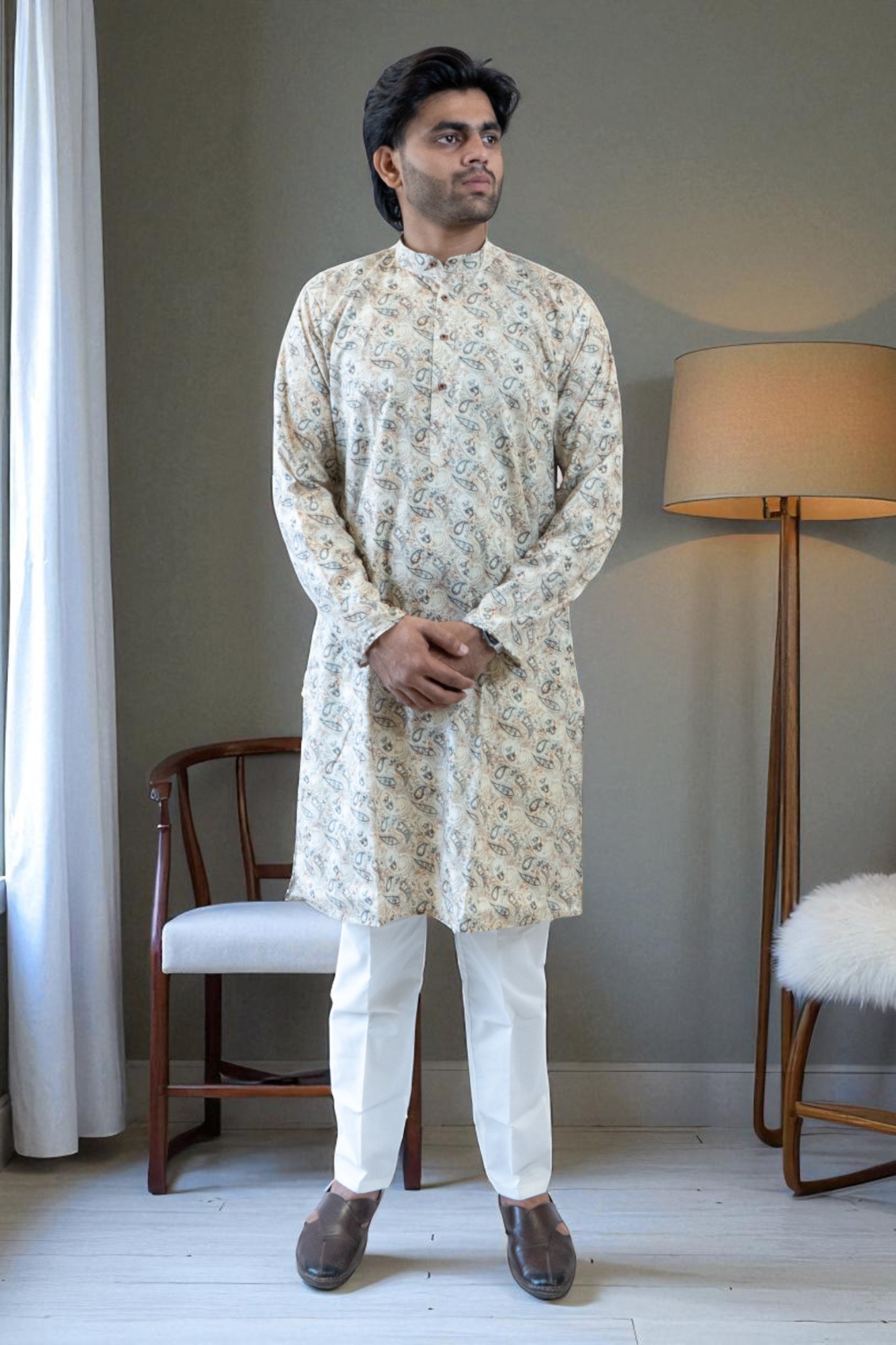 Wedding Special Cotton Printed Kurta Pajama for Men