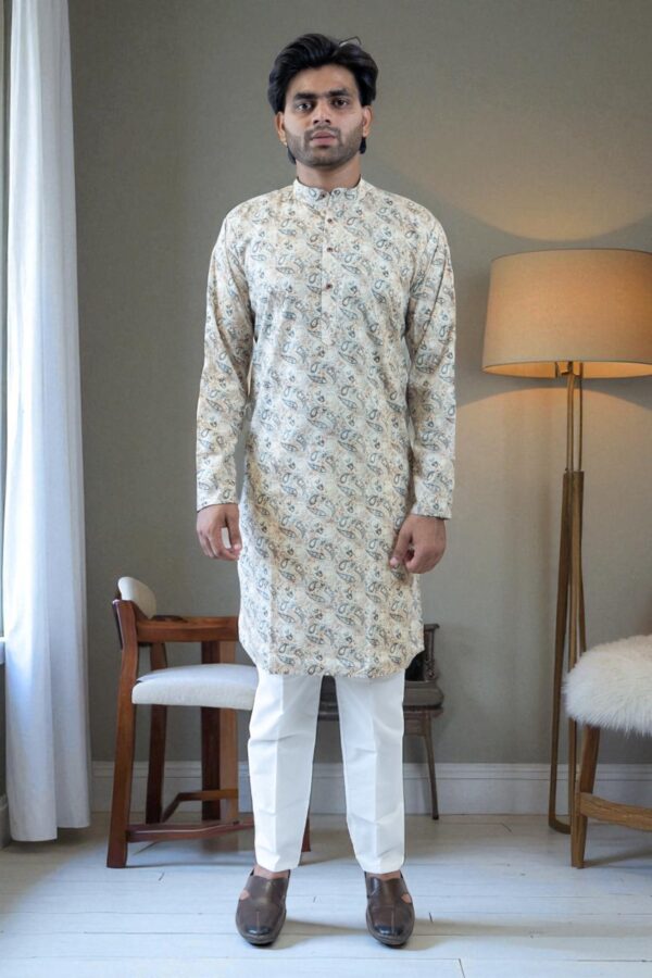 Wedding Special Cotton Printed Kurta Pajama for Men - Image 4
