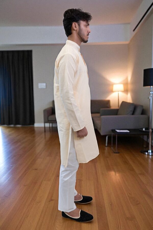 Cotton Kurta Pajama with Full Embroidery Design - Image 4