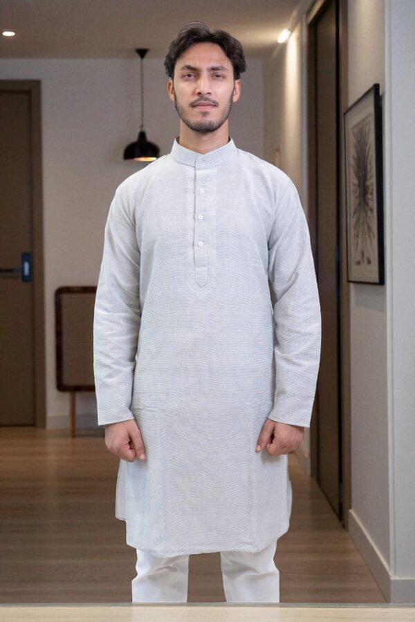 Cotton Kurta Pajama with Full Embroidery Gala Design - Image 2