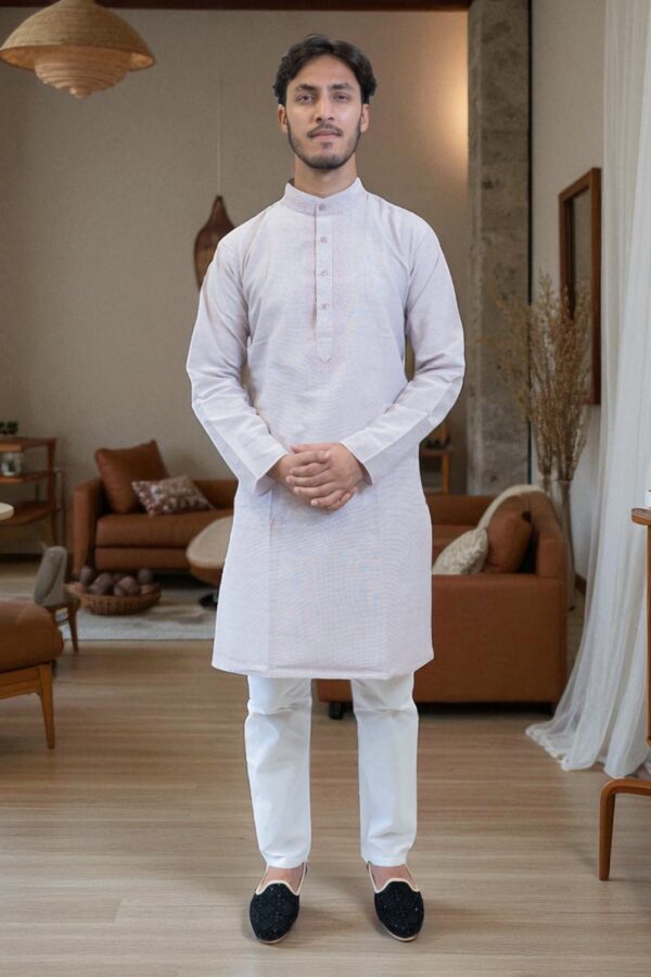 Cotton Kurta Pajama with Full Embroidery Gala Design - Image 4