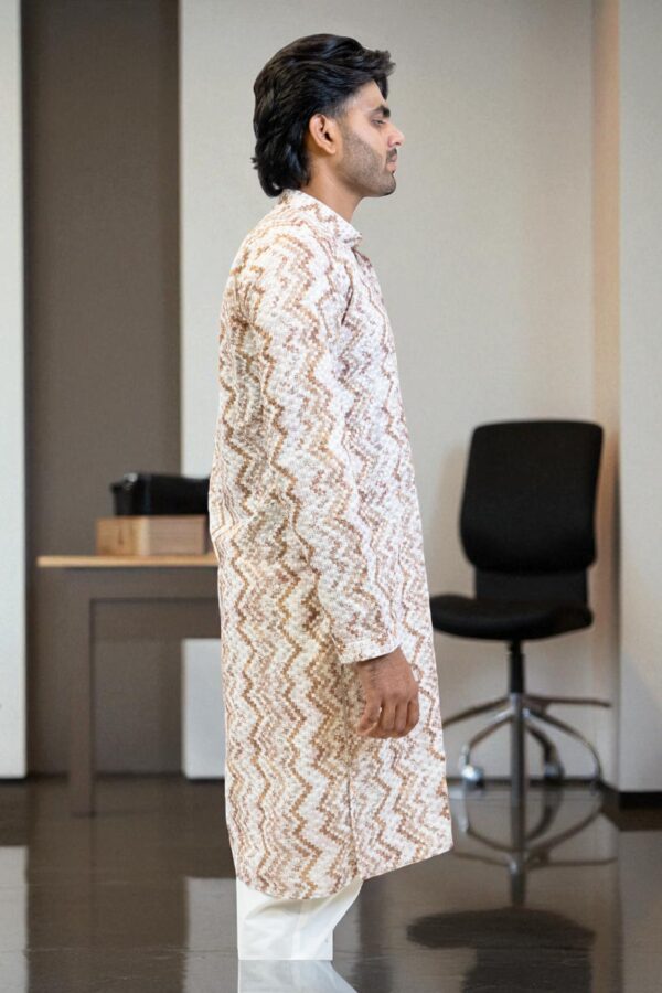 Sequinned Long Sleeves Straight Kurta Pajama - Image 4