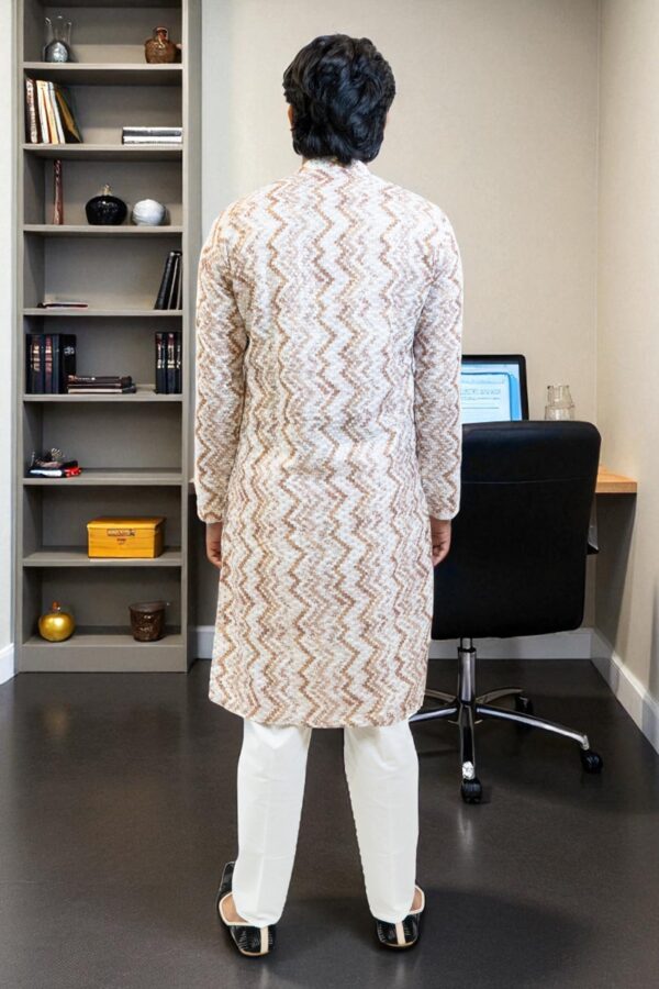 Sequinned Long Sleeves Straight Kurta Pajama - Image 6