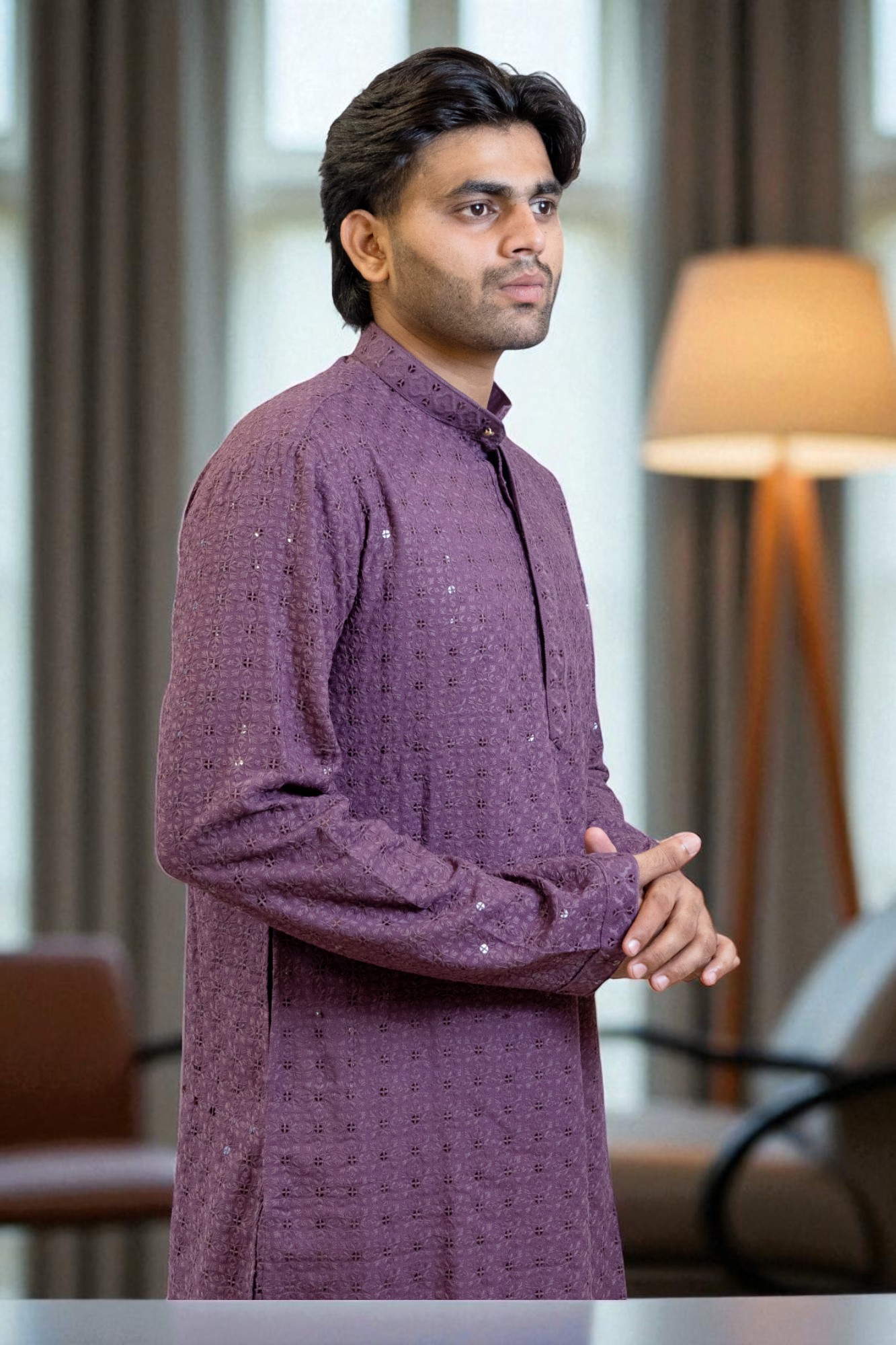 Men’s Chikankari Embroidered and Sequin Kurta Pajama