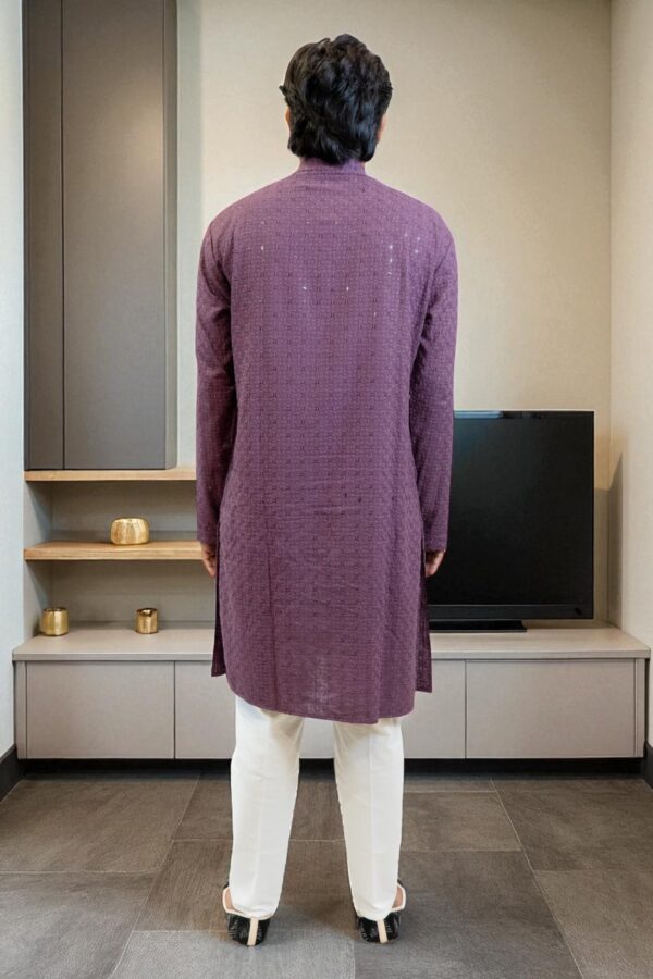 Men’s Chikankari Embroidered and Sequin Kurta Pajama - Image 6