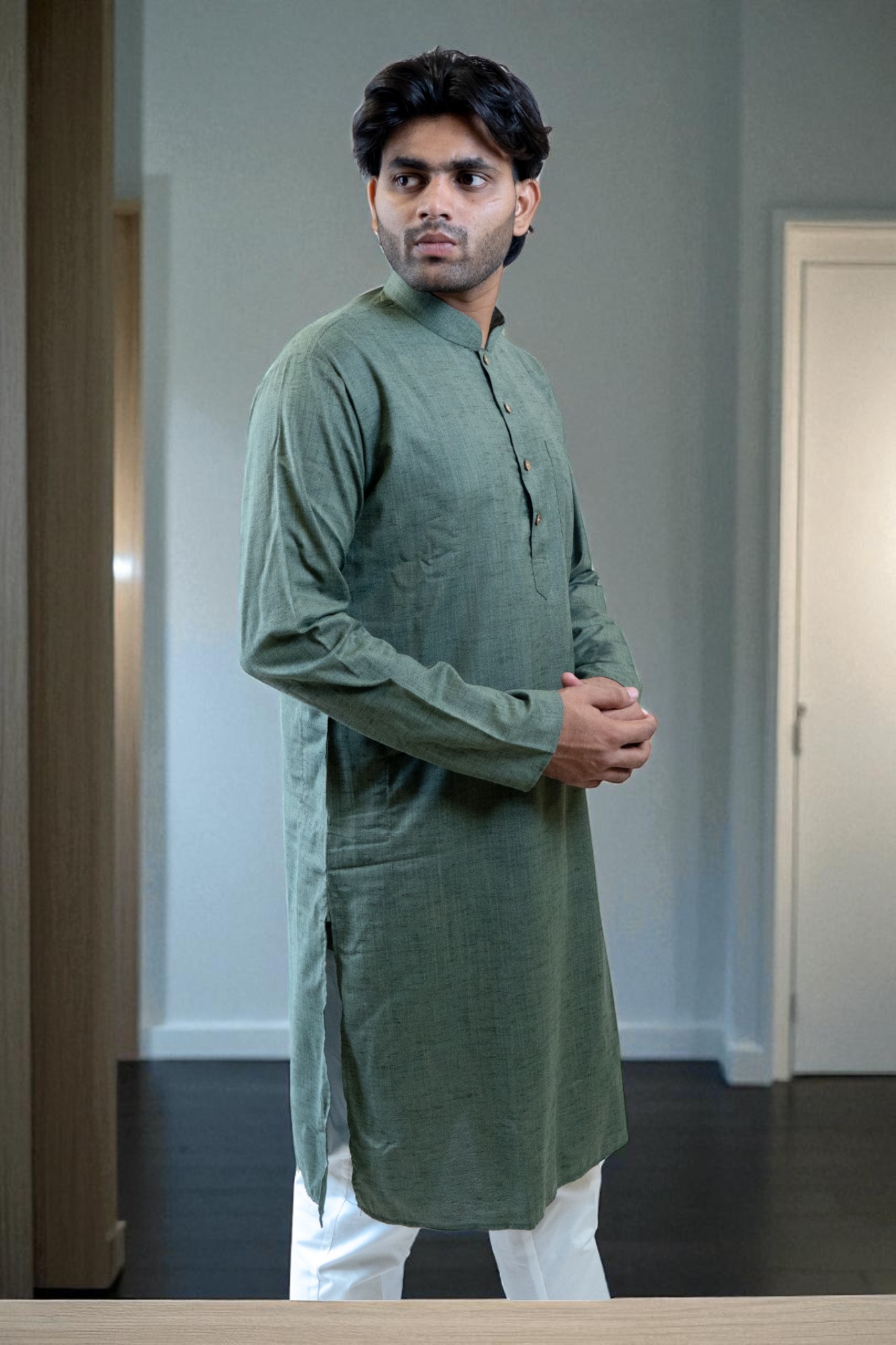 Khadi Kurta Pajama for Men with Premium Fabric in Green