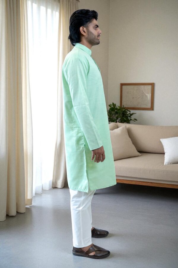 Khadi Light Green Kurta Pajama - Image 4