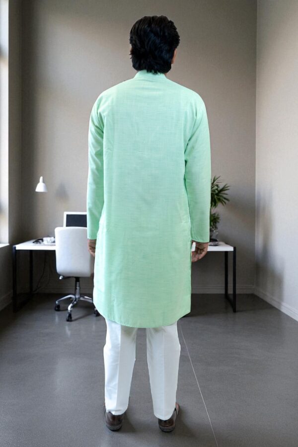 Khadi Light Green Kurta Pajama - Image 5