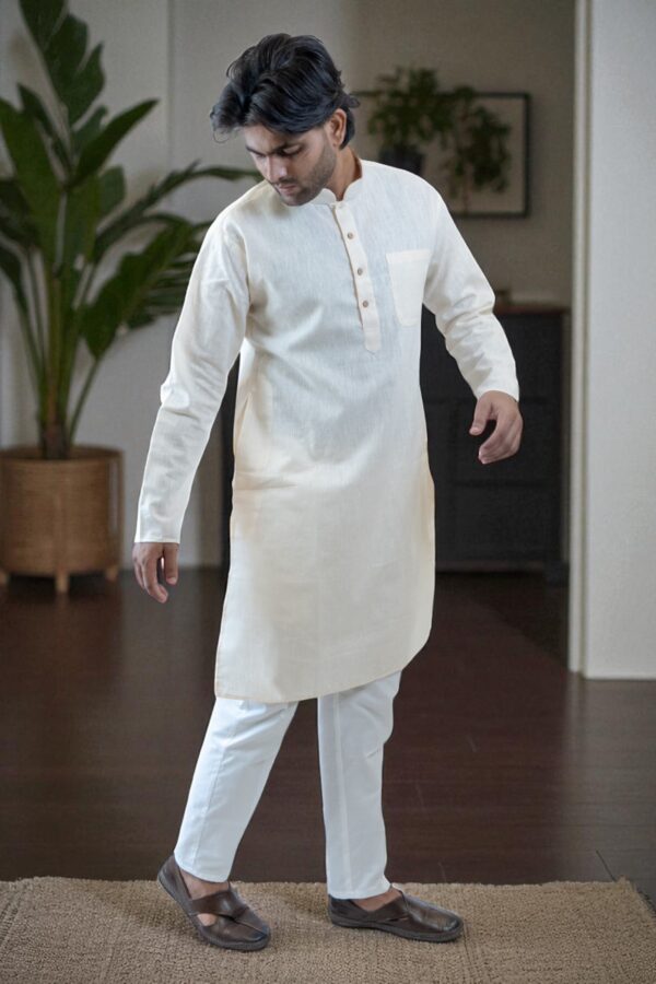 Off White Khadi Kurta Pajama – Premium Comfort and Style - Image 2