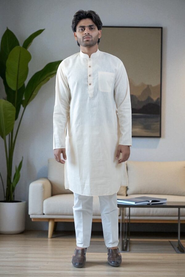 Off White Khadi Kurta Pajama – Premium Comfort and Style - Image 3