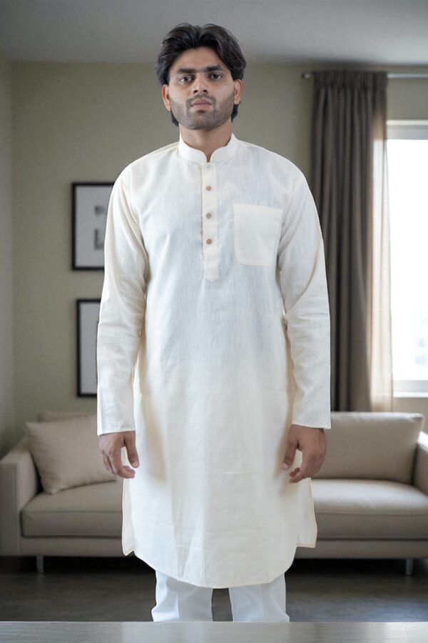 Off White Khadi Kurta Pajama – Premium Comfort and Style - Image 4