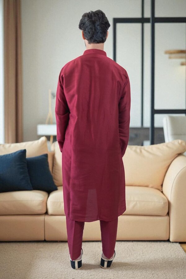 Premium Plain Silk Kurta Pajama for Men - Image 4