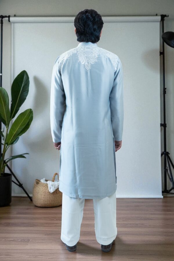 Sky Blue Kurta Pajama – Gala Embroidery Design, Stylish & Budget-Friendly - Image 4