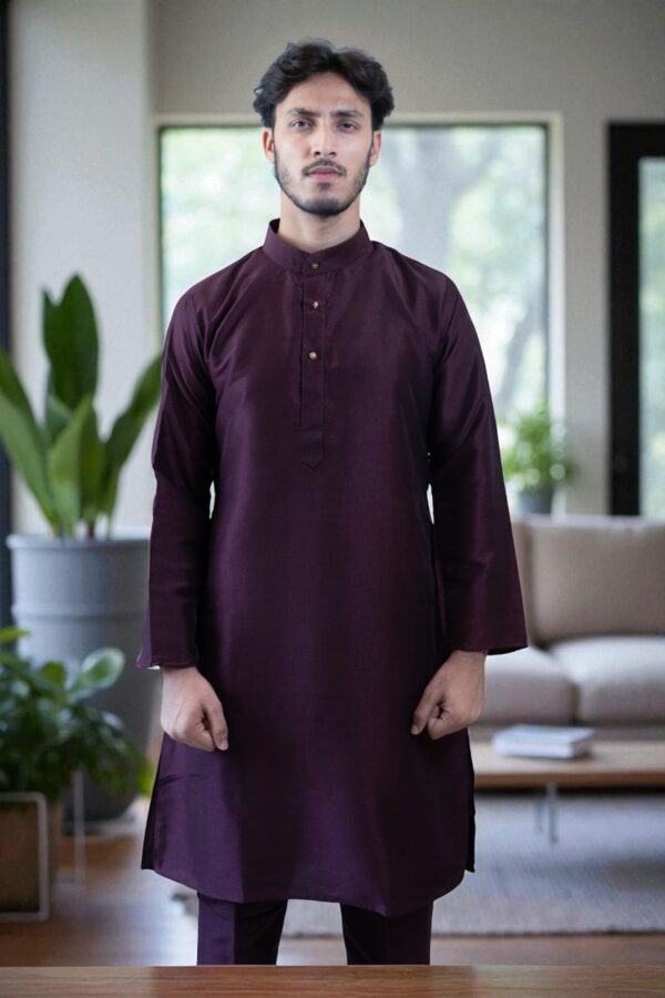 Festival Wear Plain Silk Kurta Pajama - Image 2