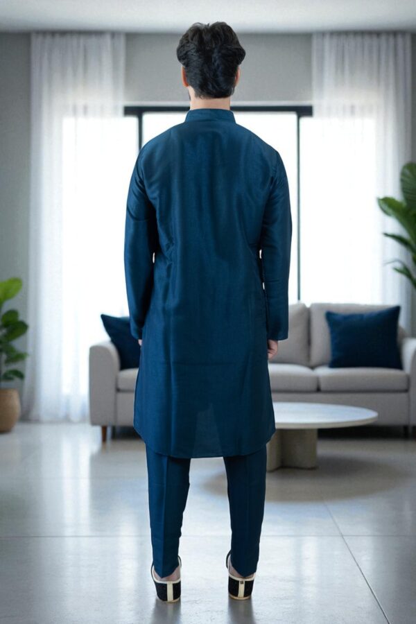 Lightweight Blue Silk Kurta Pajama – Comfortable & Stylish Ethnic Wear - Image 5