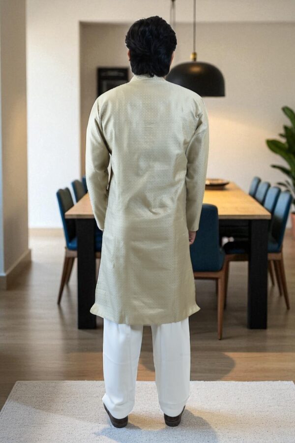 Party Wear Mehandi Color Silk Kurta Pajama – Stylish & Elegant - Image 6