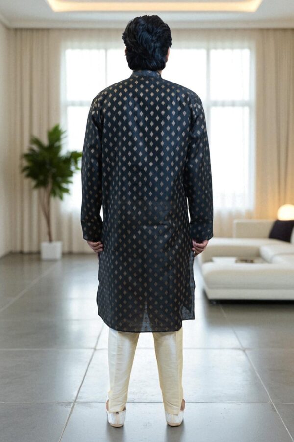 Black Kurta Pajama with Golden Design – Stylish Party & Occasion Wear - Image 5