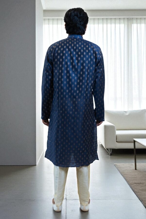 Navy Blue Printed Kurta Pajama – Stylish Party Wear, Comfortable & Attractive - Image 5