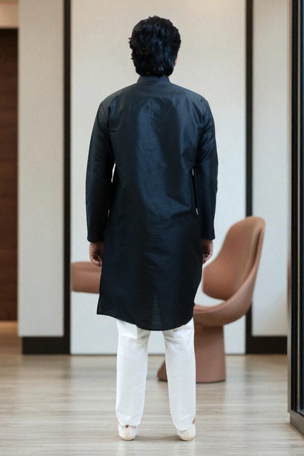 Luxury Banarasi Silk Kurta Pajama in Black Color – Party & Occasion Wear - Image 5