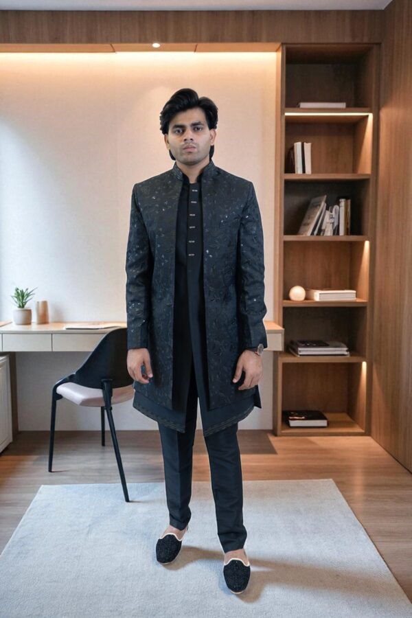 Black Indo-Western Shrug Style with Embroidery - Image 3