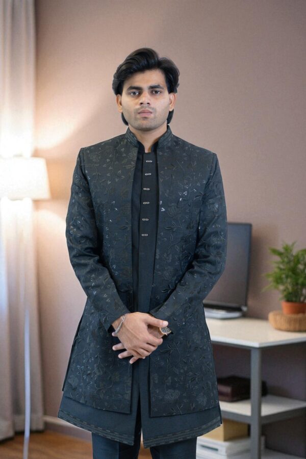 Black Indo-Western Shrug Style with Embroidery - Image 4