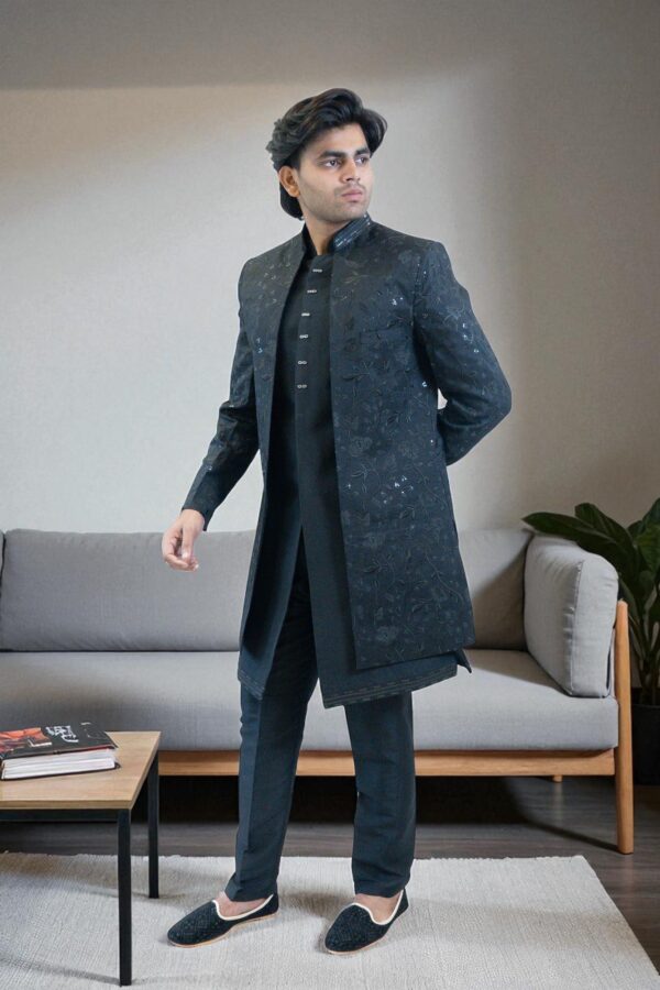 Black Indo-Western Shrug Style with Embroidery - Image 2