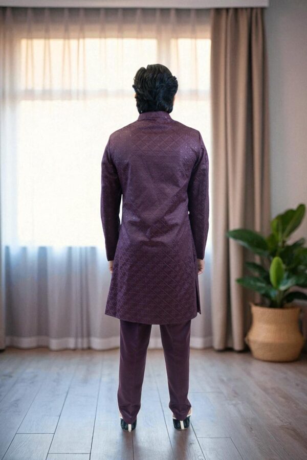 Trending Wine Indo Western Shrug Design for Men - Image 6