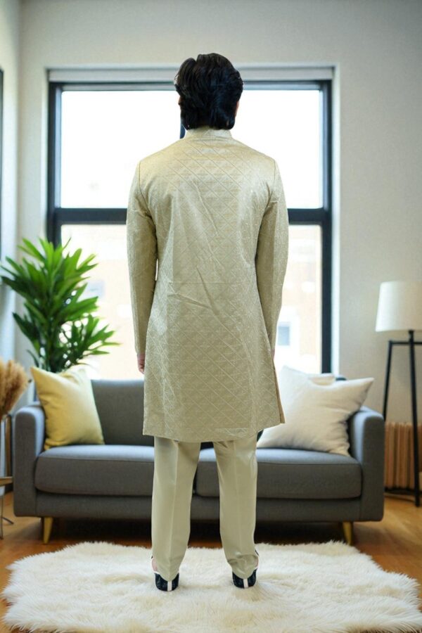 Light Green Indo Western Shrug Style Outfit for Men - Image 8