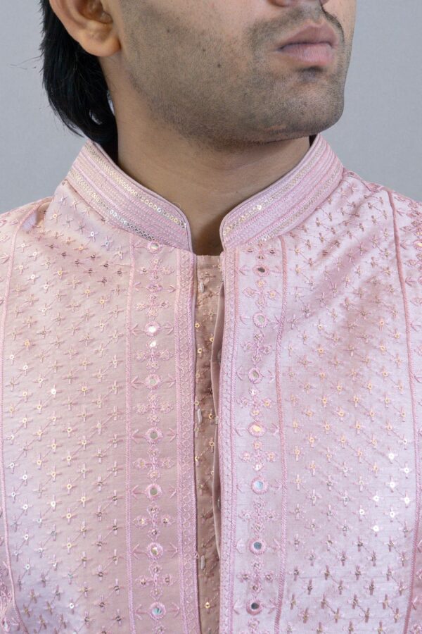 Pink Indo Western Shrug Style Outfit for Men - Image 5