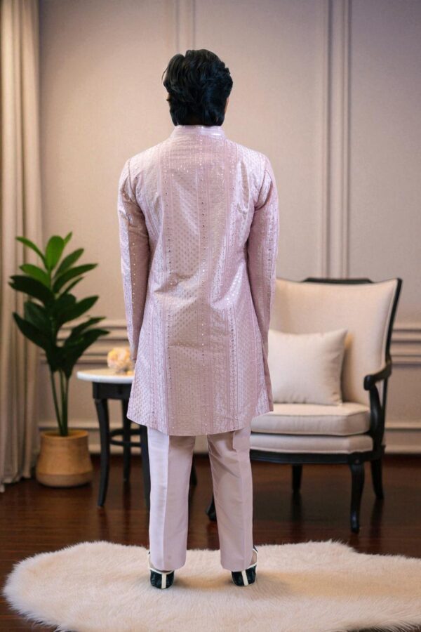 Pink Indo Western Shrug Style Outfit for Men - Image 4