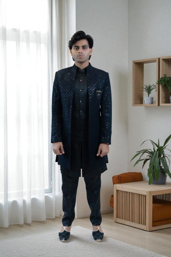 Black Indo Western Shrug Style with Sequin Design - Image 3