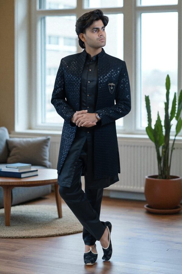 Black Indo Western Shrug Style with Sequin Design