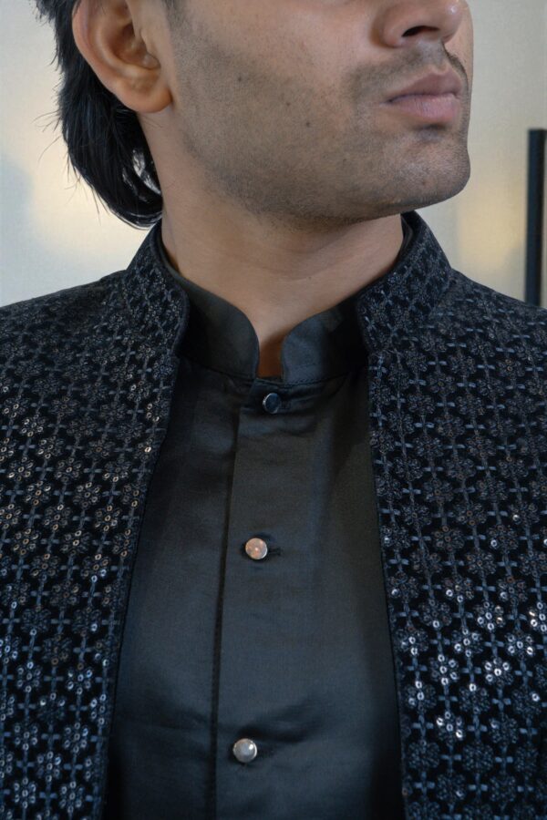 Black Indo Western Shrug Style with Sequin Design - Image 4
