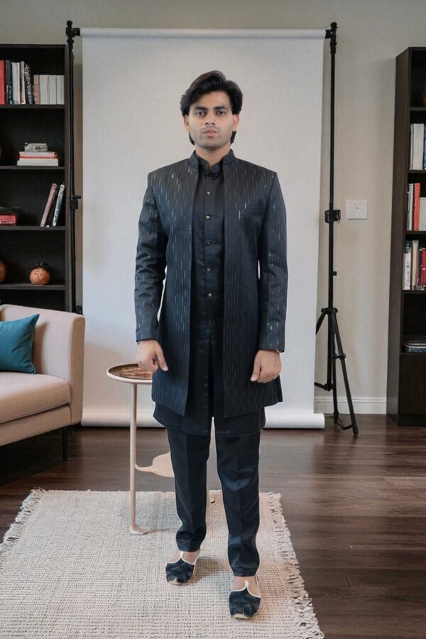 Designer Black Indo Western Shrug Style for Special Occasions - Image 3