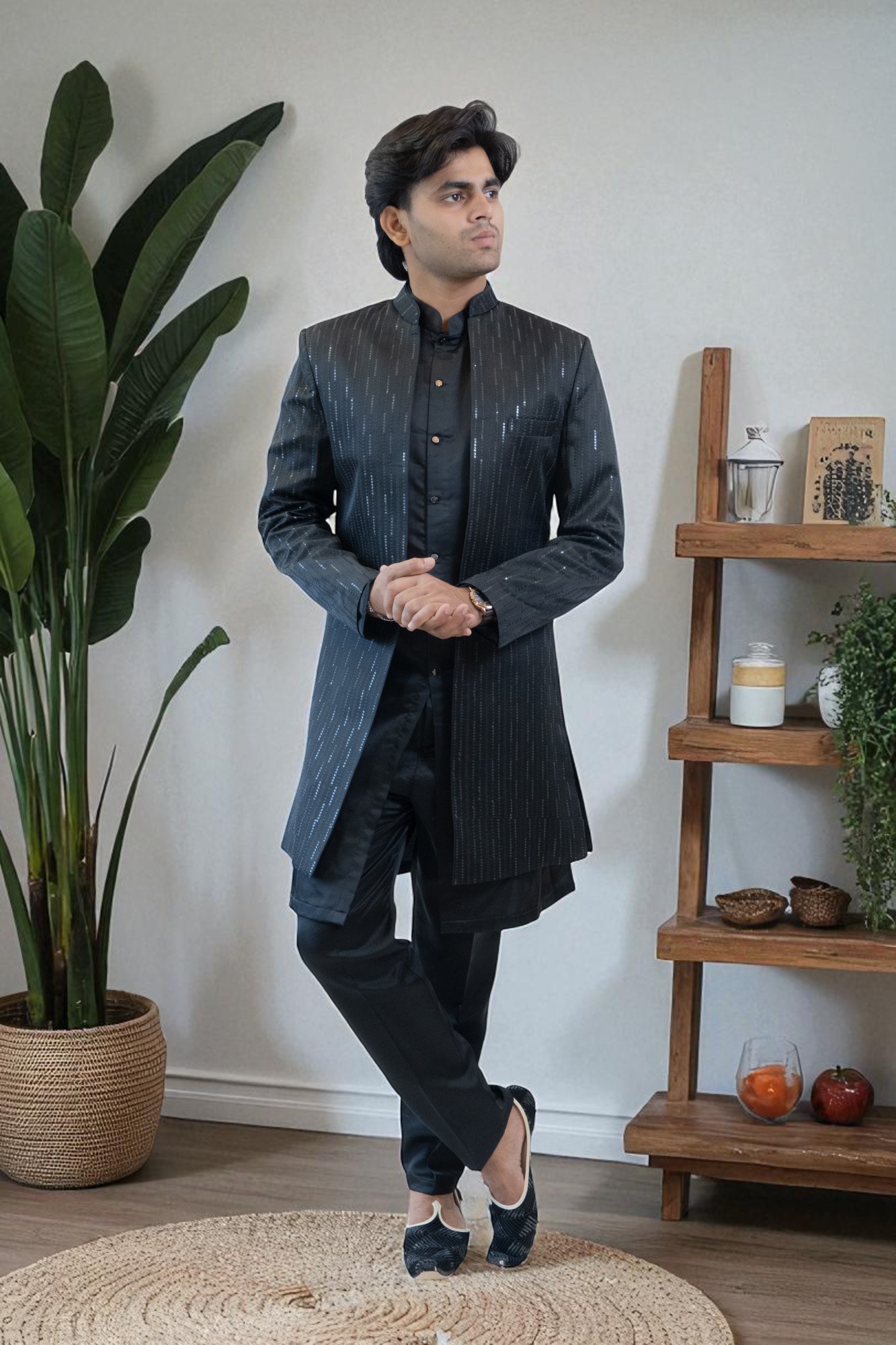 Designer Black Indo Western Shrug Style for Special Occasions