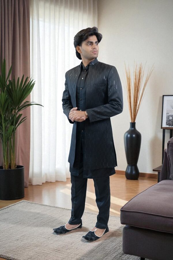 Designer Black Indo Western Shrug Style for Special Occasions - Image 2