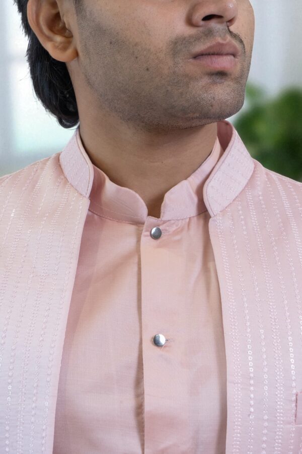 Pink Indo Western Shrug Style Outfit for Men - Image 4