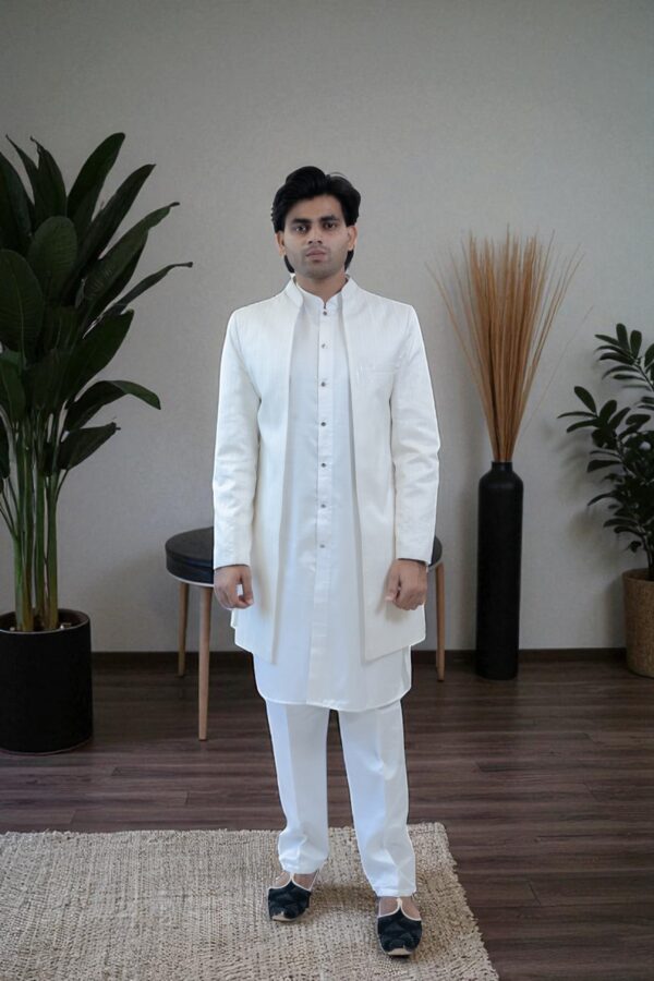 Off-White Indo Western Shrug Style Outfit for Men - Image 2