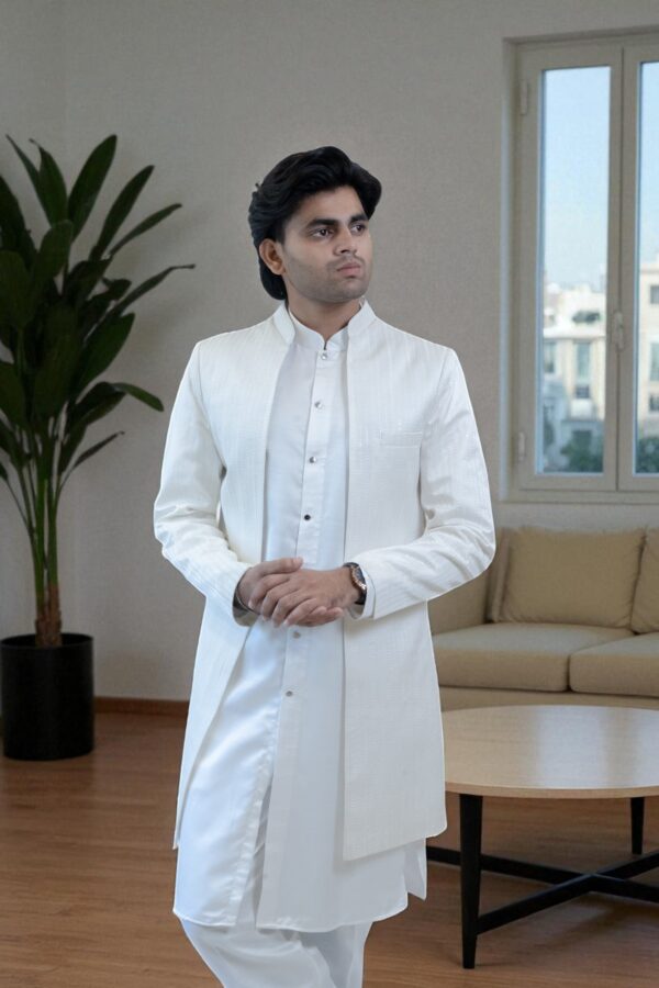 Off-White Indo Western Shrug Style Outfit for Men - Image 3