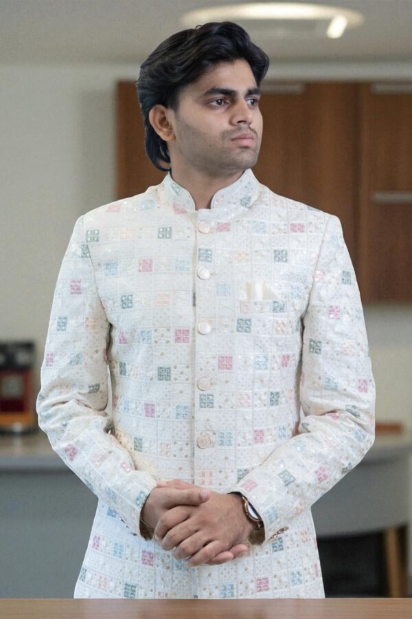 Multi-Color Bandhgala Indo Western Suit for Men – Suiting Fabric & Embroidery Design - Image 2