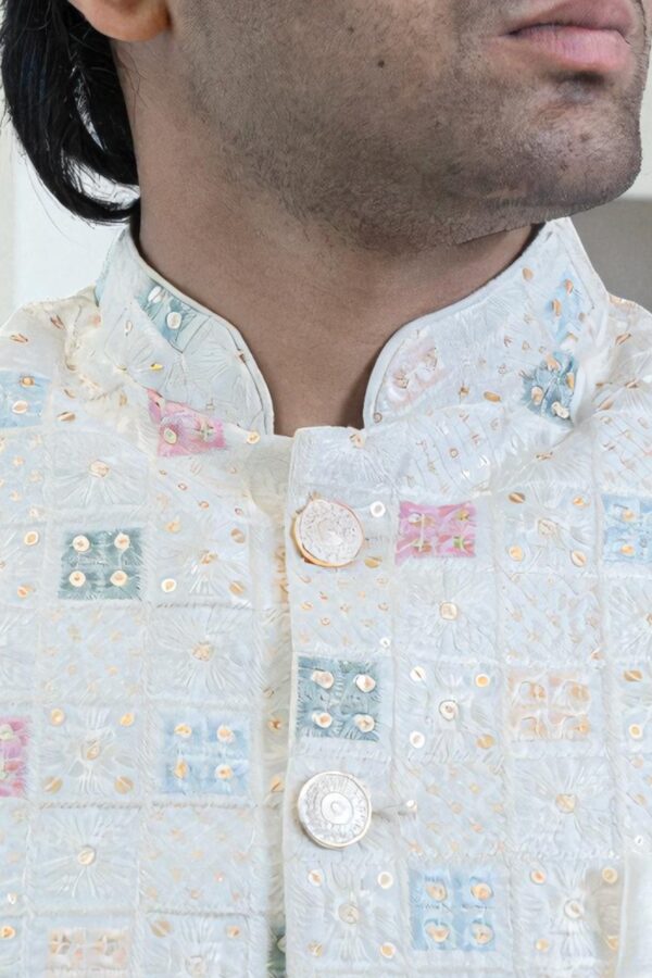 Multi-Color Bandhgala Indo Western Suit for Men – Suiting Fabric & Embroidery Design - Image 3