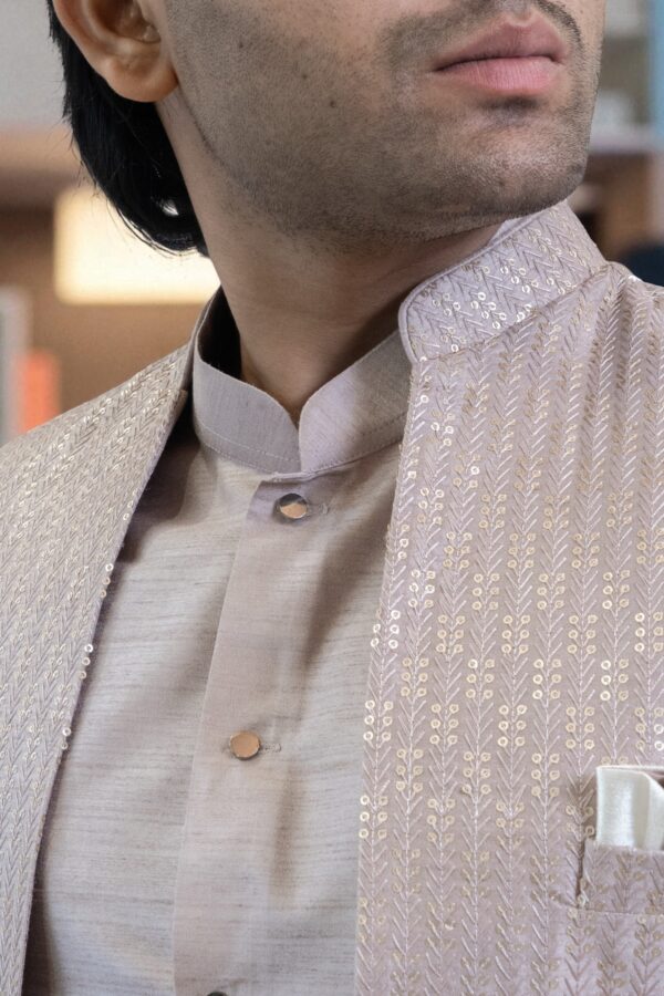 Indo Western Shrug Style Dress for Men – Sequin Design - Image 5