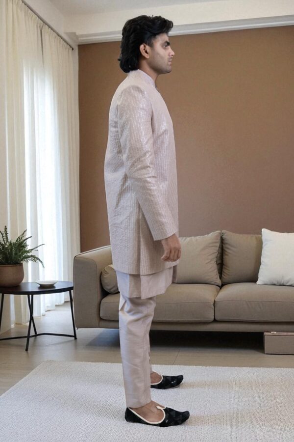 Indo Western Shrug Style Dress for Men – Sequin Design - Image 6