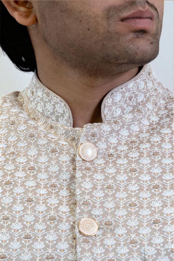 Bandhgala Indo Western Suit for Men – Suiting Fabric & Embroidery Design - Image 5