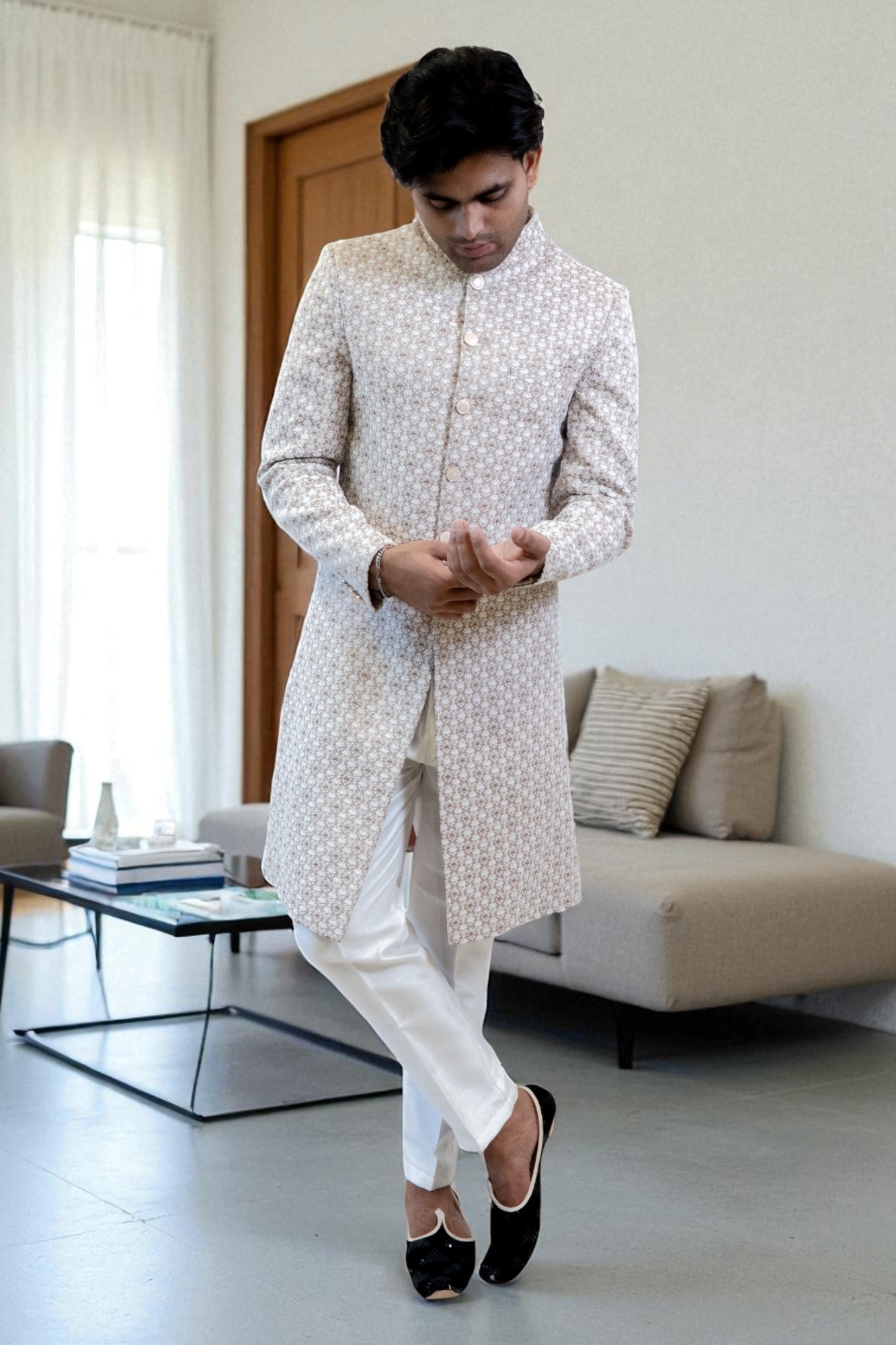 Bandhgala Indo Western Suit for Men – Suiting Fabric & Embroidery Design
