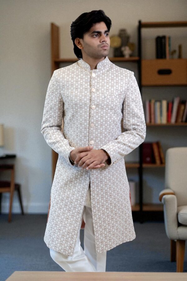 Bandhgala Indo Western Suit for Men – Suiting Fabric & Embroidery Design - Image 4