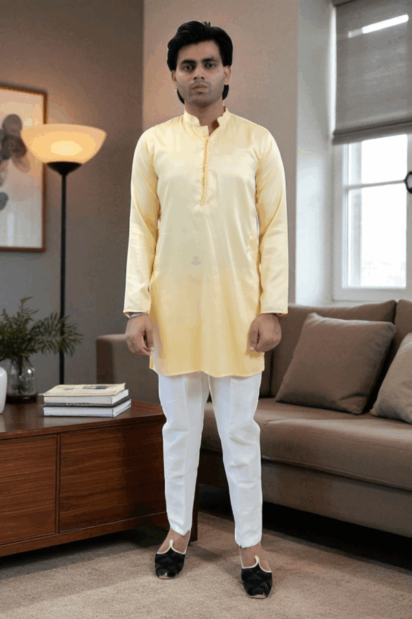 Yellow Indo Western Shrug/Jacket with Sequin Work - Image 2