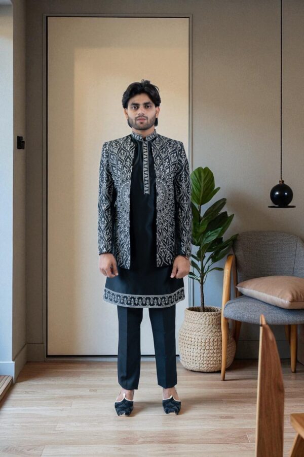 Black Indo-Western Suit – Elegant & Comfortable - Image 2