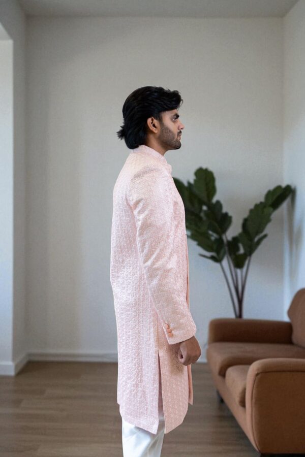 Pink Sequin Design Shurg Style Indo-Western Suit - Image 4
