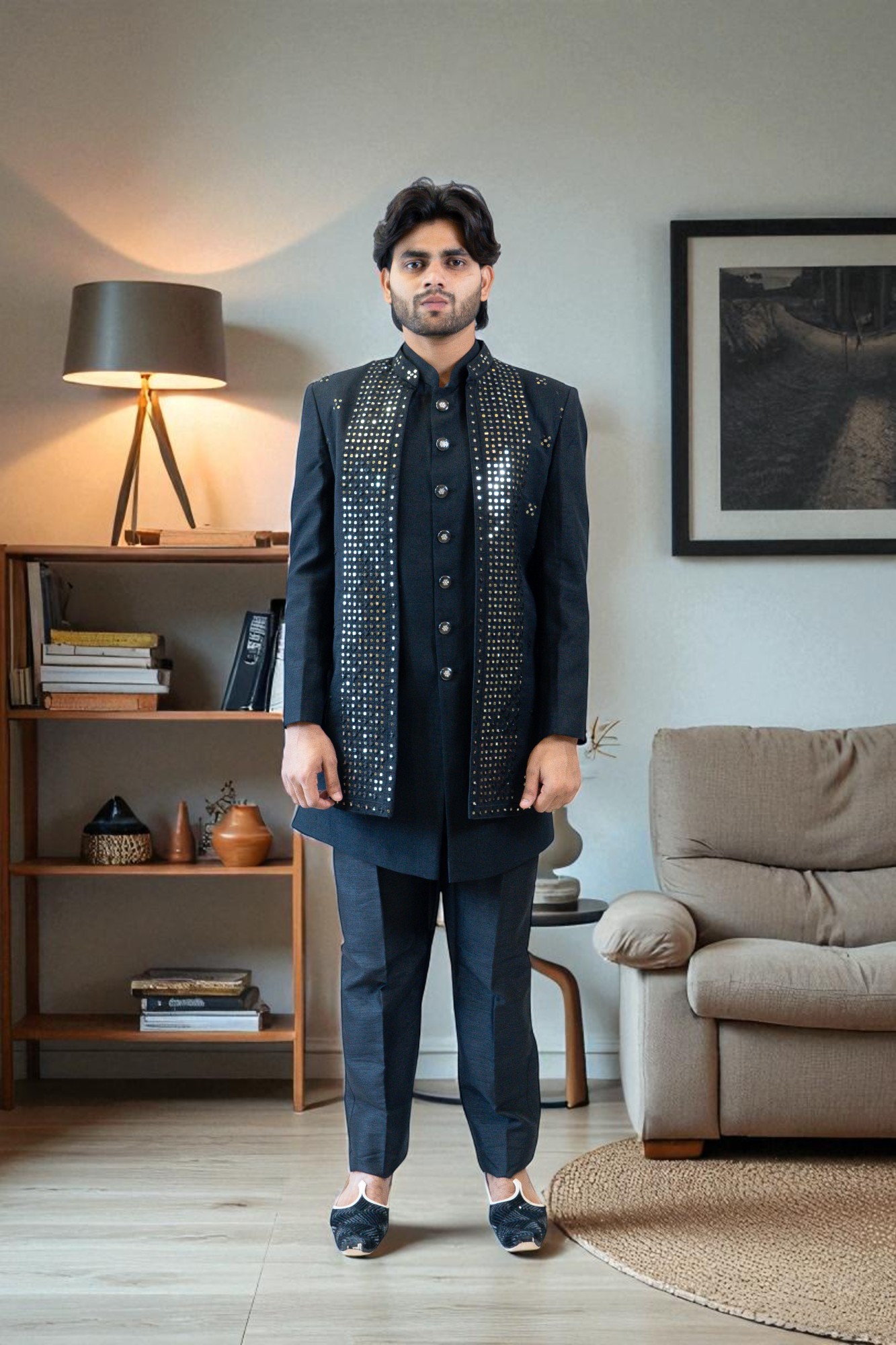 Black Indo Western with Miler Work – Party Wear & Stylish Design